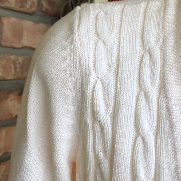 D&Co. Denim & Co. white cable knit cardigan/single button down sweater. - Picture 3 of 6